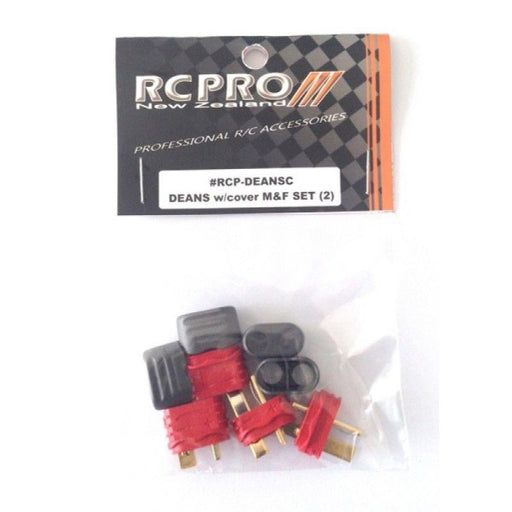 RC Pro Deans (T Plug) Male and Female Connectors w/Covers - 2 Pairs (8279340876013)