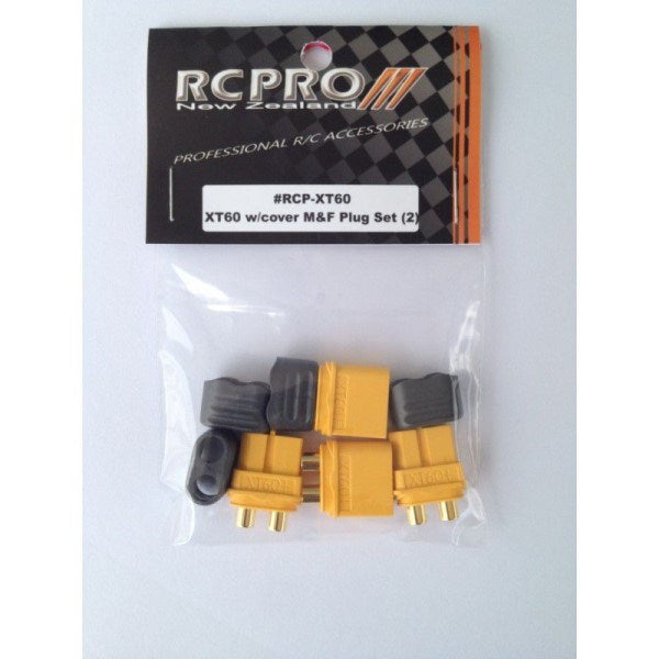 RC Pro XT60 Male and Female Connectors w/Covers - 2 Pairs - Hobby City NZ