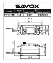 Savox SC-1251MGP-BLACK BLACK Savox LOW Profile Coreless Digital Servo,9kg/cm,  0.09 sec, 6.0V With Soft Start 44.5g, 40.8x20.2x25.4mm (9250520105197)