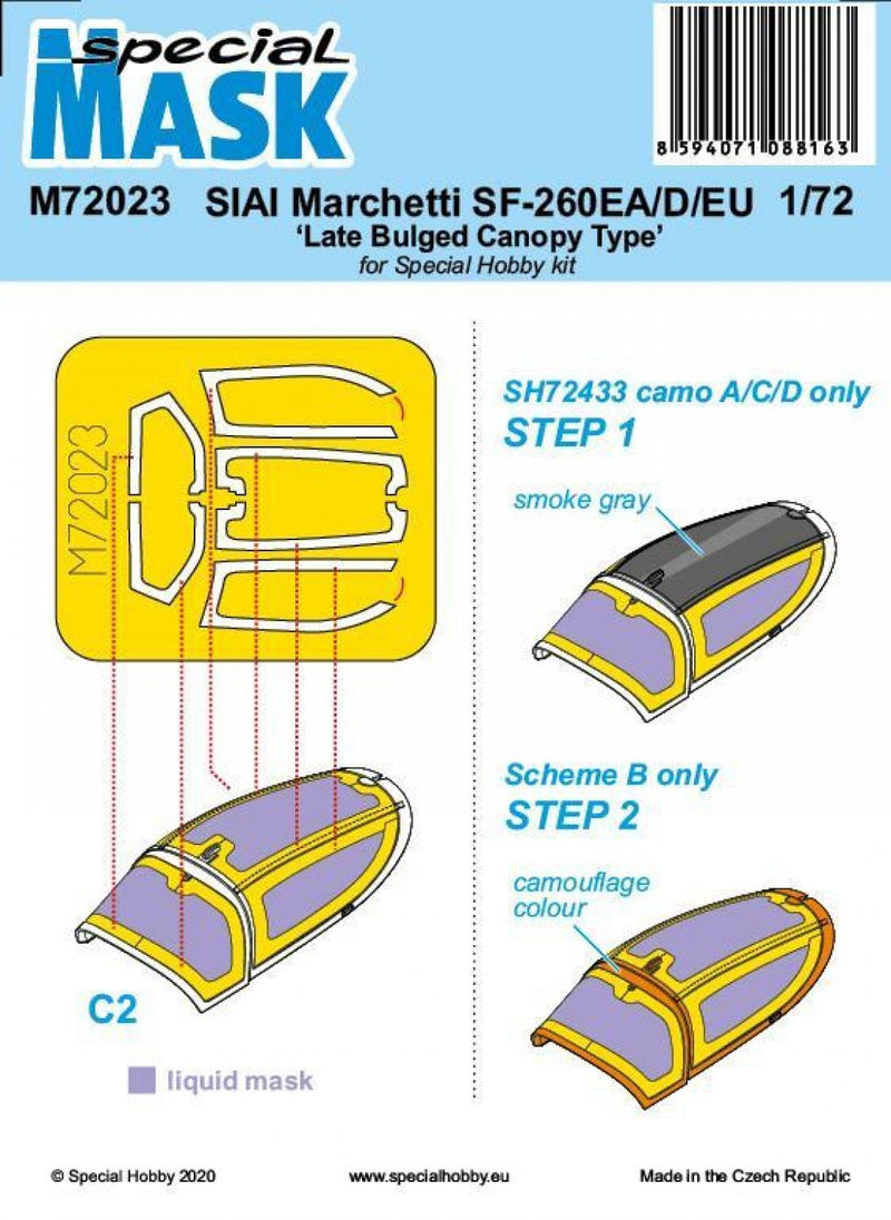 Special Hobby M72023 1/72 SIAI-Marchetti SF-260EA/D/EU Late Bulged Canopy Type Mask