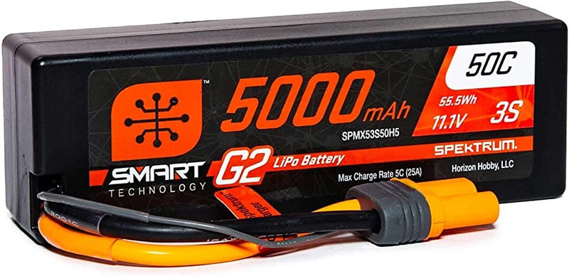 Spektrum SPMX53S50H5 5000mAh 3S 11.1V Smart G2 LiPo 50C Hard Case; IC5