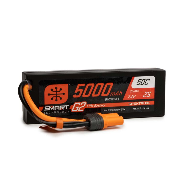 Spectrum5000mAh 7.4v 2S 50C Smart G2 Hardcase LiPo Battery: IC5 Fits Promoto MX - Hobby City NZ (8941174587629)