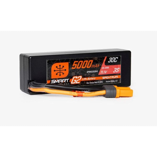 Spektrum SPMX53S30H5 5000mAh 3S 11.1V 30C Smart G2 Hardcase LiPo w/IC5 Connector - Hobby City NZ