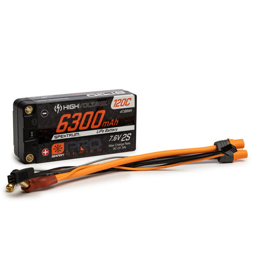 Spektrum SPMX632S120HT 6300mAh 2S 7.6V Smart Pro Race HV Shorty LiPo Battery 120C: 5mm (9255887667437)