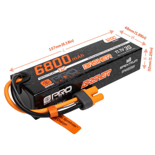 Spektrum SPMXB3S68 6800mAh 3S 11.1V Smart Pro Basher LiPo Battery, 120C IC5 (9255887732973)