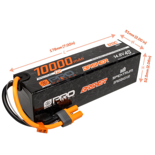 Spektrum SPMXB4S100 10000mAh 4S 14.8V Smart Pro Basher LiPo Battery, 120C IC5 (9255887765741)
