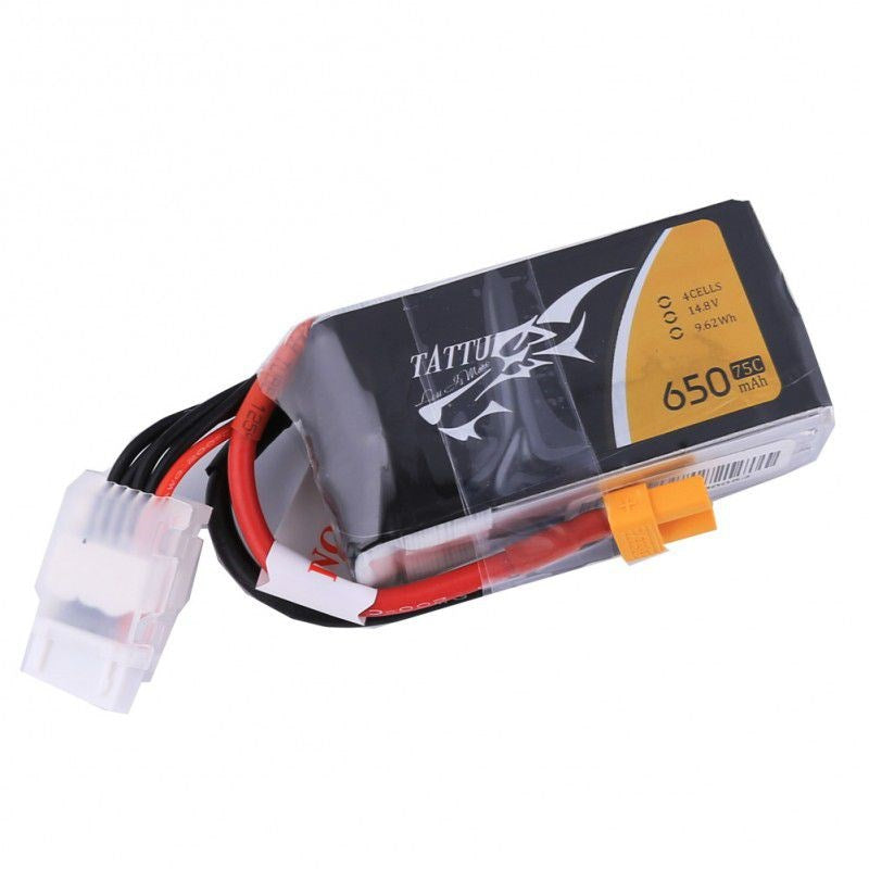 Tattu TA650-4S75-XT30 650mAh 4S 75C with XT30 Plug 60x31x21mm 74g Suit 150 Race Quad - Hobby City NZ