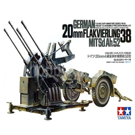 Tamiya 35091 1/35 German 20mm Flakvierling 38 mit Sd.Ah.52 (8278065971437)