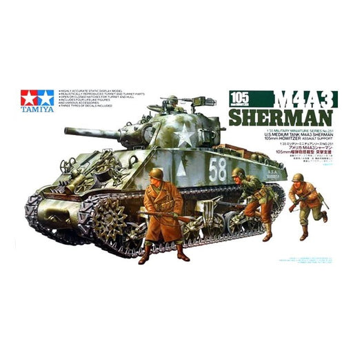 Tamiya 35251 1/35 U.S. Medium Tank M4A3 Sherman - 105mm Howitzer Assault Support (8278067151085)