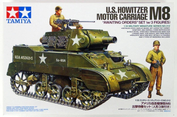 Tamiya 35312 1/35 U.S. Howitzer Motor Carriage M8 "Awaiting Orders" Set (w/3 Figures)