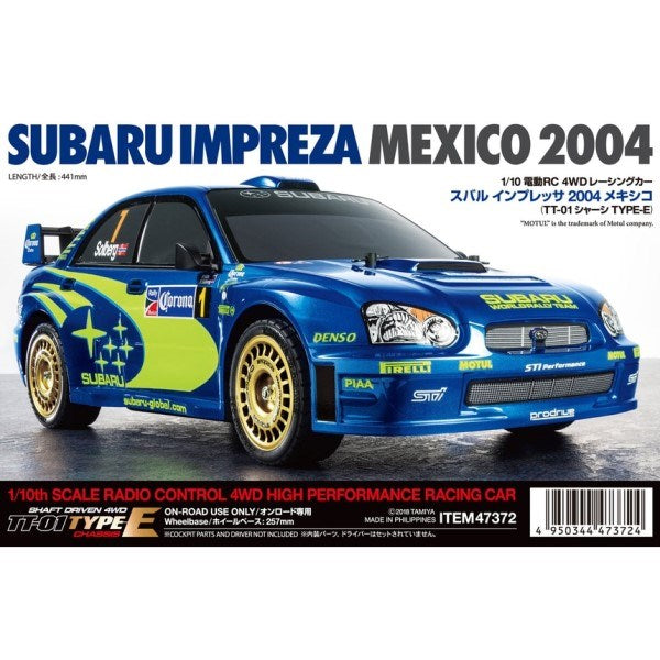 Tamiya 47372 RC Kit: 1/10 4WD Subaru Impreza WRC - Mexico 2004 (TT-01E) - Hobby City NZ