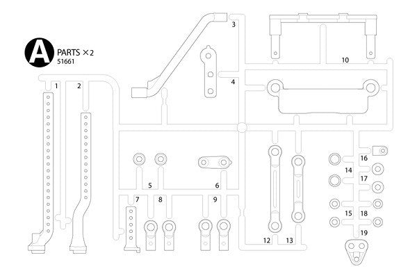 Tamiya 51661 TC-01 A Parts Bag - Body Mounts (2pcs) - Hobby City NZ