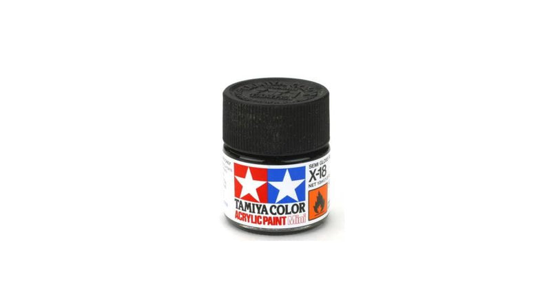 Tamiya 81518 X-18 Semi Gloss Black Acrylic Mini Pottle 10ml