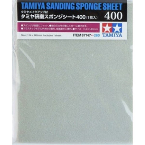 Tamiya 87147 Sanding Sponge Sheet - 400 Grit (1 Sheet) (7540590149869)