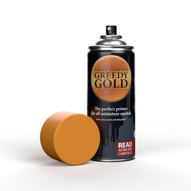 Army Painter CP3028 Colour Primer: Greedy Gold - 400ml Spray Paint - Hobby City NZ (8964633100525)