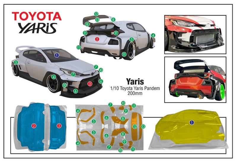 Team C TC-YARIS Yaris 1/10 Toyota Yaris Pandem, 200mm by (9255888388333)