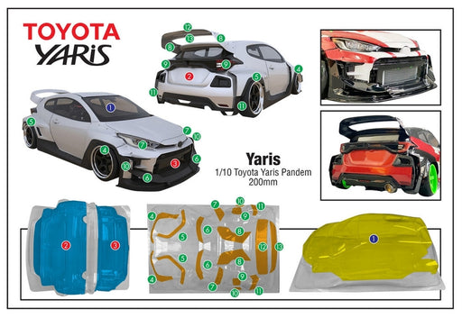 Team C TC-YARIS Yaris 1/10 Toyota Yaris Pandem, 200mm by (9255888388333)