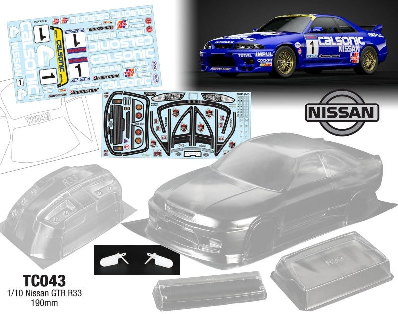 Team C TC043-C 1/10 Nissan GTR R33, 190mm Wide Calsonic Decal Sheet (9255888617709)