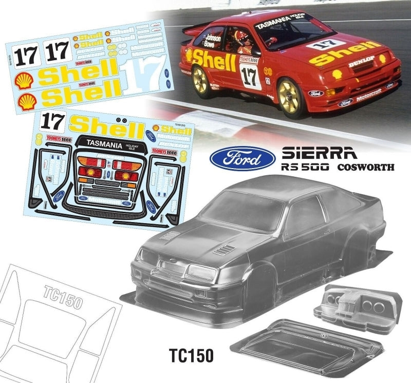 Team C TC150-S TC150 1/10 Ford Sierra RS500 Cosworth 190mm Shell Dick Johnson #17 Decal Sheet (9255888945389)