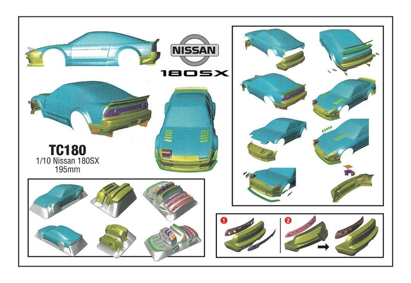 Team C TC180 1/10 Nissan 180SX, 195mm by (9255889010925)