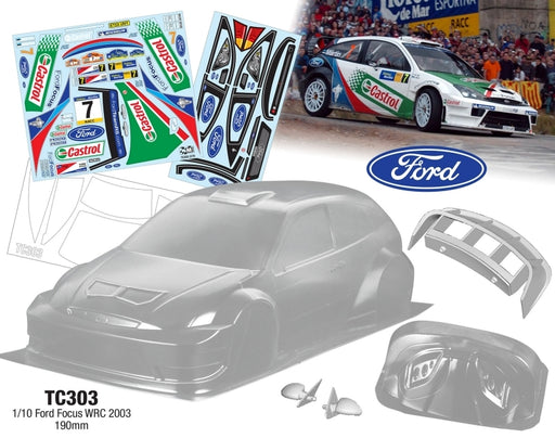 Team C TC303-CA 1/10 Ford Focus WRC 2003, 190mm Castrol Decal (9255889109229)
