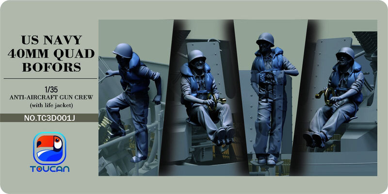 Toucan TC3D001J 1/35 ANTI-AIRCRAFT GUN CREW(with life jacket)