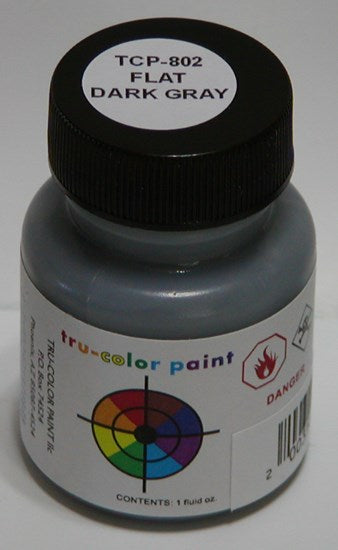 Tru-Color Paint TCP-802 FLAT BRUSHABLE DARK GRAY (6630997262385)