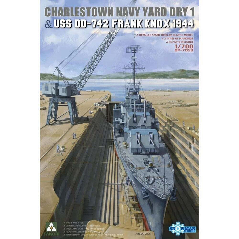 Takom SP7058 1/700 Charlestown Navy Yard Dry Dock 1 & USS DD-742 Frank Knox 1944 Model Kit - Hobby City NZ (8967475724525)