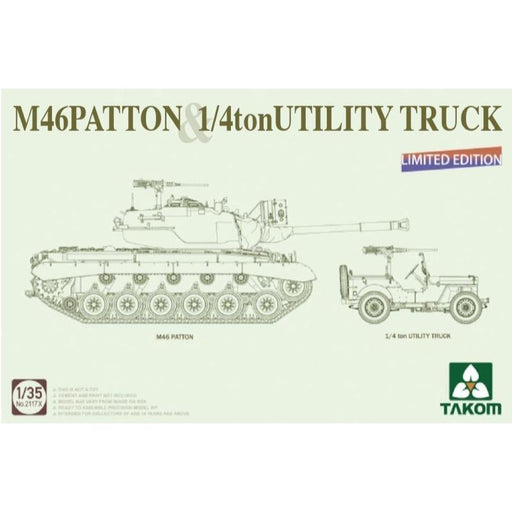 Takom 2117X 1/35 US MEDIUM TANK M46 PATTON + 1/4 ton UTILITY TRUCK - Hobby City NZ (8967473103085)