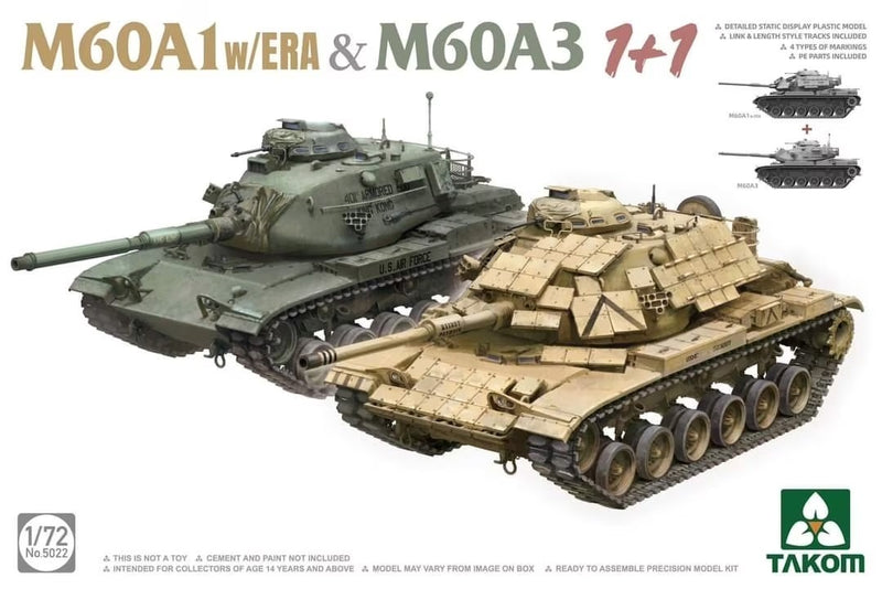 Takom 5022 1/72 M60A1 w/ERA & M60A3 1+1 - Hobby City NZ (8967475003629)