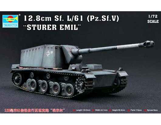 Trumpeter 07210 1/72 128mm Sf.L/61Pz.Sf.V Sturer Emil - Hobby City NZ (8967482343661)