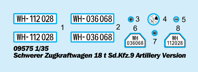 Trumpeter 09575 1/35 Schwerer Zugkraftwagen 18 t Sd.Kfz.9 Artillery Version