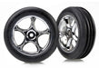 Traxxas 2471R - Tires & wheels assembled (Tracer 2.2" chrome wheels Alias ribbed 2.2" tires) (2) (Bandit front soft compound w/ foam inserts) (7856221225197)
