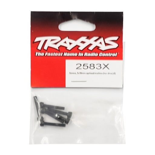 Traxxas 2583X Screws 3x18mm cap-head machine (hex drive) (6) (7953875435757)