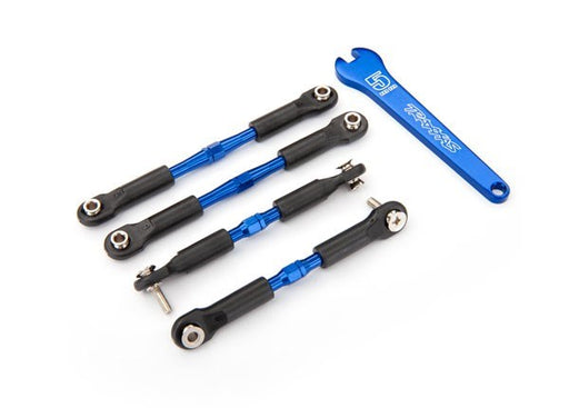 Traxxas 3741A - Turnbuckles aluminum (blue-anodized) camber links front 39mm (2) rear 49mm (2) (assembled w/rod ends & hollow balls)/ wrench (7540678295789)