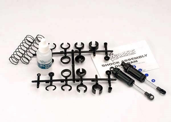 Traxxas 3760 - Ultra Shocks (black) (long) (complete w/ spring pre-load spacers & springs) (front) (2) (7540662698221)