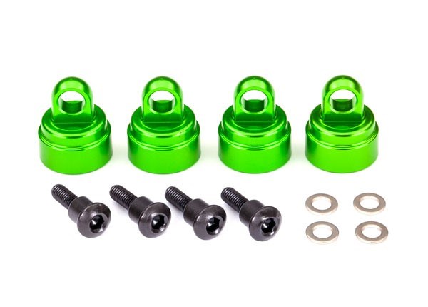 Traxxas 3767G - Shock Caps Aluminum (Green-Anodized) (4) (Fits All Ultra Shocks) (7540678590701)