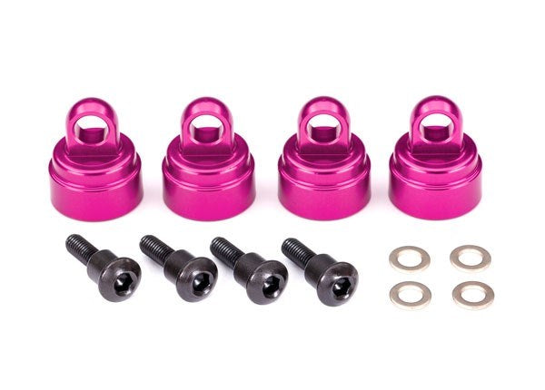 Traxxas 3767P - Shock caps aluminum (pink-anodized) (4) (fits all Ultra Shocks) (769154940977)