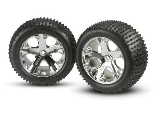 Traxxas 3770 - Tires & wheels assembled glued (2.8") (All-Star chrome wheels Alias tires foam inserts) (2WD electric rear) (2) (7540662993133)