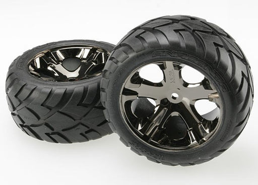 Traxxas 3773A - Tires & Wheels Assembled Glued (All Star Black Chrome (7540679147757)