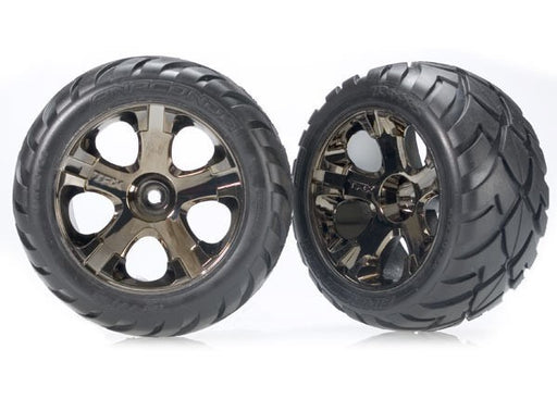 Traxxas 3776A - Tires & Wheels Assembled Glued (All-Star Black Chrome (769155137585)