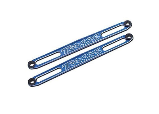 Traxxas 3923X - Hold Downs Battery (Blue-Anodized) (2)/ Adhesive Foam (769155563569)