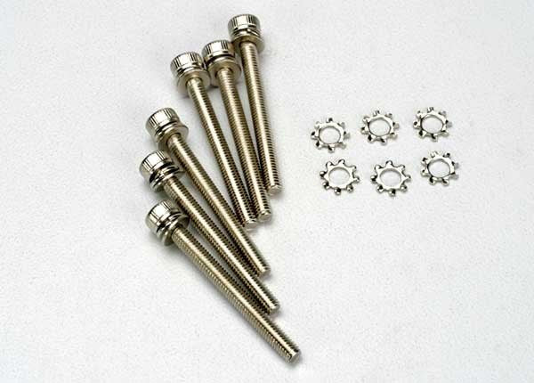 Traxxas 3963 - Screws 3x28mm cap-head machine (hex drive) (6)/ 3x6mm ELW (6)