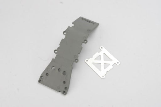 Traxxas 4937A - Skidplate front plastic (gray)/ stainless steel plate - Hobby City NZ