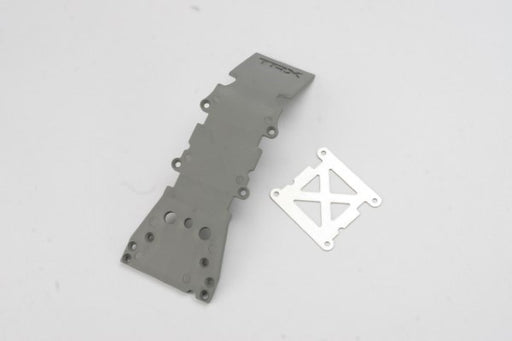 Traxxas 4937A - Skidplate front plastic (gray)/ stainless steel plate (7540679672045)
