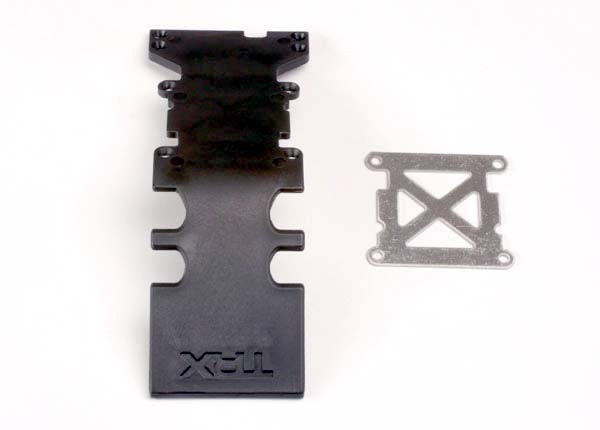 Traxxas 4938 - Skidplate Rear Plastic (Black)/ Stainless Steel Plate (769080655921)
