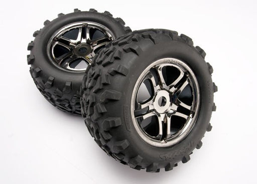 Traxxas 4983A - Tires & Wheels Assembled Glued (Ss (Split Spoke) Blac (769162838065)