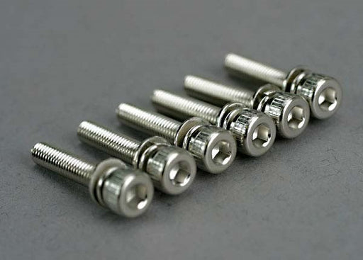 Traxxas 5142 - Screws 3x15mm caphead machine (hex drive) (with split and flat washers) (6) - Hobby City NZ