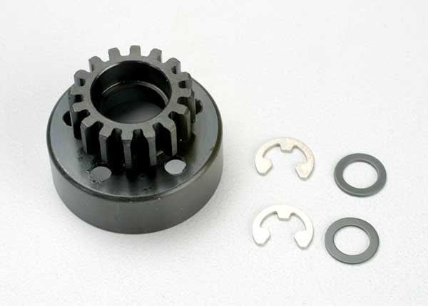 Traxxas 5216 - Clutch Bell (16-Tooth)/5X8X0.5mm Fiber Washer (2)/ 5mm e-clip (requires 5x11x4mm ball bearings part #4611) (1.0 metric pitch) - Hobby City NZ
