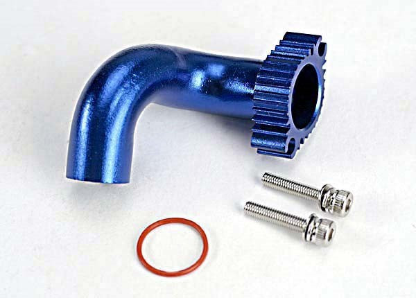 Traxxas 5287 - Header blue-anodized aluminum (for rear exhaust engines only) (TRX 2.5 2.5R 3.3) - Hobby City NZ